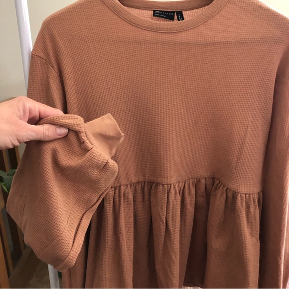 ASOS Design Waffle Knit Long Sleeve Top Size 6 Tall - Picture 5 of 9